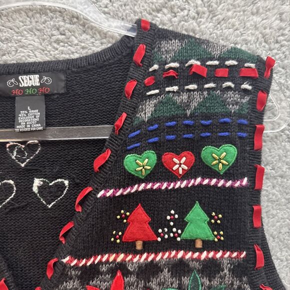 Vintage Segue Sweater Vest Womens Large Ugly Christmas 3D All Over Art To Wear - Picture 5 of 14